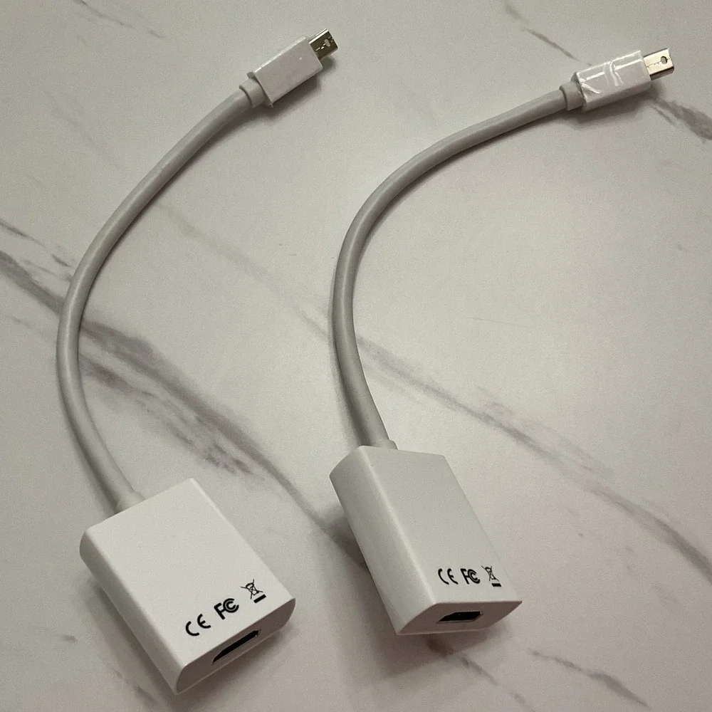 Lot of 2 Amazon Basics Mini DisplayPort to HDMI Adapter White Video Converter
